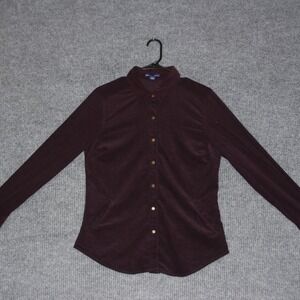 BandolinoBlu Shirt Womens M Burgundy Corduroy Button Down Long Sleeve